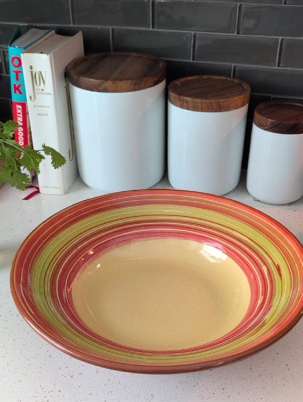Pier 1 Ceramic Large Pasta Serving Bowl Orange